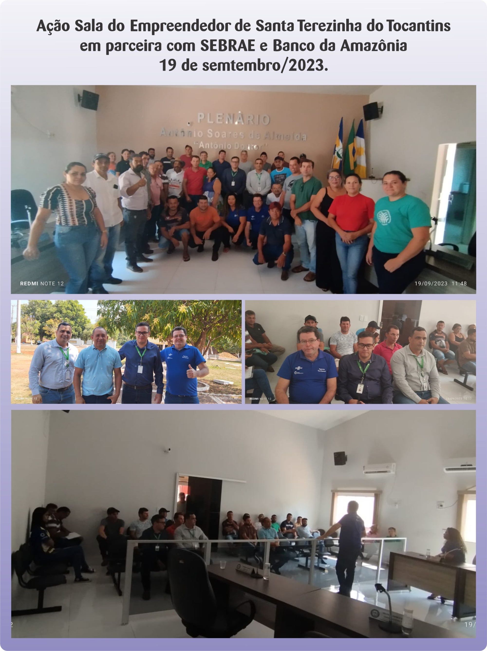 Sala do Empreendedor de Santa Terezinha do Tocantins em parceria com SEBRAE e Banco da Amazônia, promoveu ação de orientação a Empresários, Microempresários, Empreendedores e Produtores Rurais do município.

 